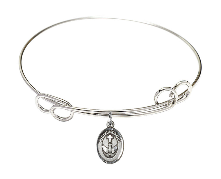 Confirmation Double Loop Bangle Bracelet - Sterling Silver Charm 0973SS