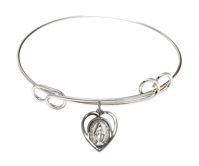 Miraculous Double Loop Bangle Bracelet - Sterling Silver Charm 4125SS