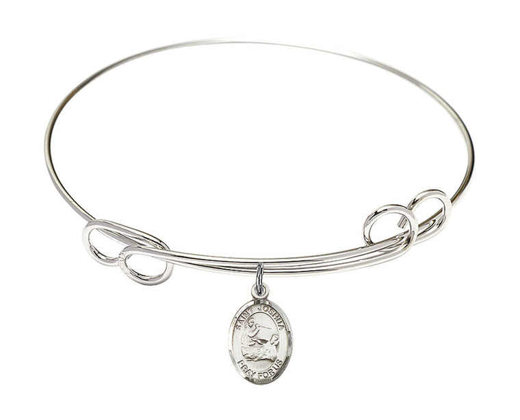 St Joshua Double Loop Bangle Bracelet - Sterling Silver Charm 9059SS