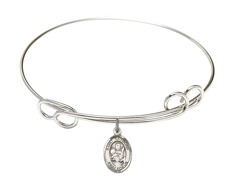 St Raymond Nonnatus Double Loop Bangle Bracelet - Sterling Silver Charm 9091SS