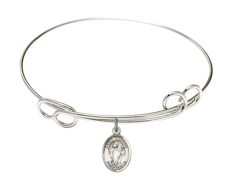 St Richard Double Loop Bangle Bracelet - Sterling Silver Charm 9093SS
