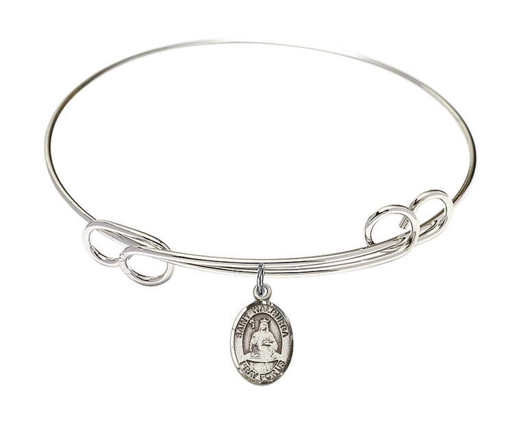 St Walburga Double Loop Bangle Bracelet - Sterling Silver Charm 9126SS