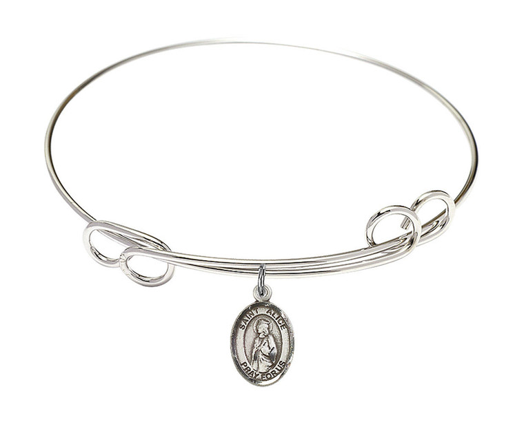 St Alice Double Loop Bangle Bracelet - Sterling Silver Charm 9248SS