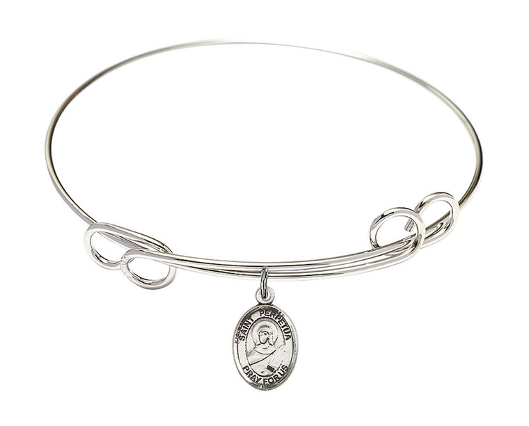St Perpetua Double Loop Bangle Bracelet - Sterling Silver Charm 9272SS