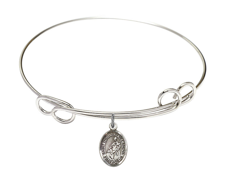 St Thomas of Villanova Double Loop Bangle Bracelet - Sterling Silver Charm 9304SS