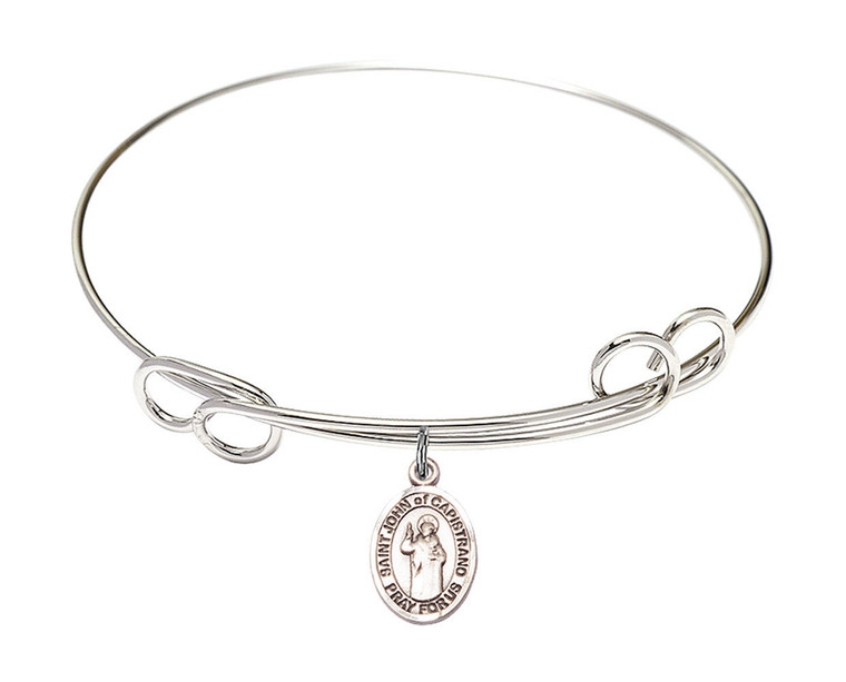 St John of Capistrano Double Loop Bangle Bracelet - Sterling Silver Charm 9350SS