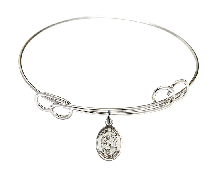 St Vitus Double Loop Bangle Bracelet - Sterling Silver Charm 9368SS