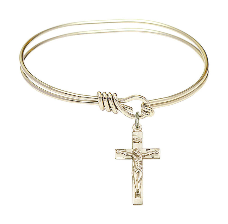 Heart - Chalice Eye Hook Bangle Bracelet - Gold-Filled Charm 3148SS/GF