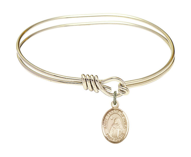 St Teresa of Avila Eye Hook Bangle Bracelet - Gold-Filled Charm 9102GF
