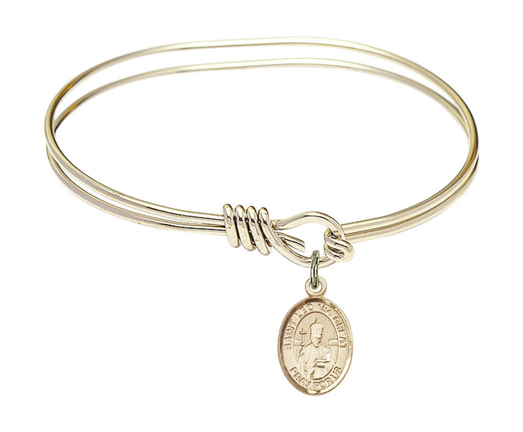 St Leo The Great Eye Hook Bangle Bracelet - Gold-Filled Charm 9120GF