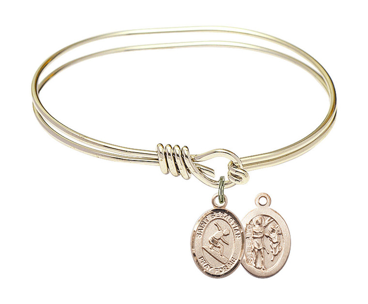 St Sebastian - Surfing Eye Hook Bangle Bracelet - Gold-Filled Charm 9175GF