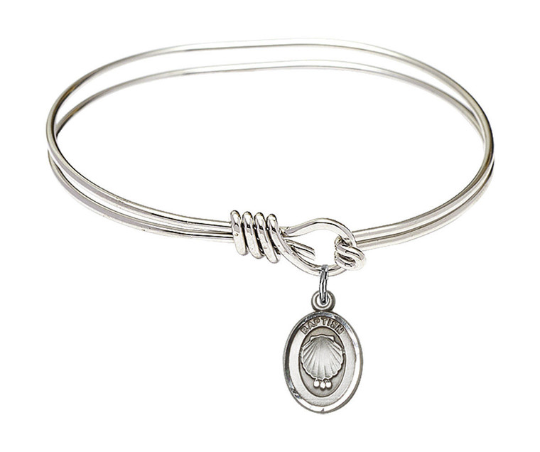 Baptism Eye Hook Bangle Bracelet - Sterling Silver Charm 0974SS