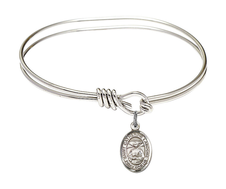 St Catherine Laboure Eye Hook Bangle Bracelet - Sterling Silver Charm 9021SS