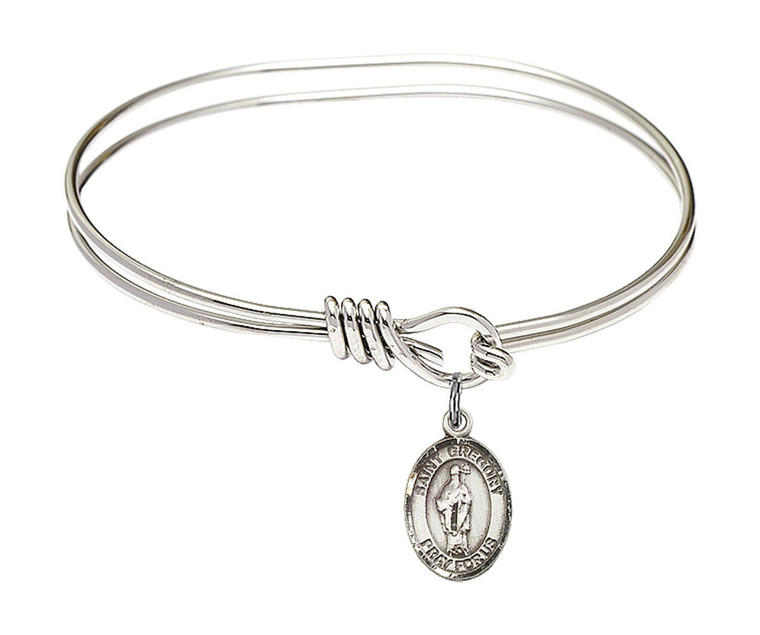 St Gregory The Great Eye Hook Bangle Bracelet - Sterling Silver Charm 9048SS