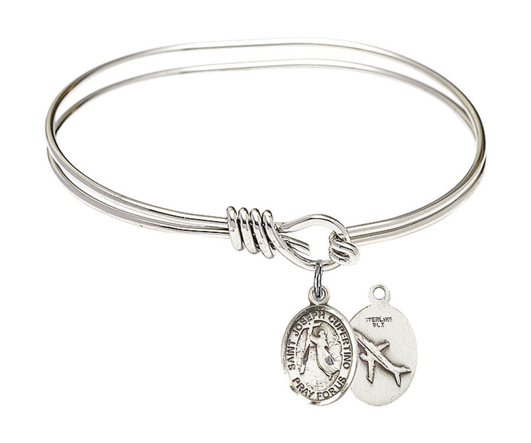 St Joseph of Cupertino Eye Hook Bangle Bracelet - Sterling Silver Charm 9057SS