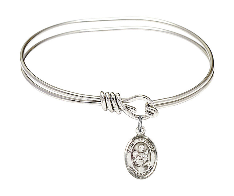 St Raymond Nonnatus Eye Hook Bangle Bracelet - Sterling Silver Charm 9091SS