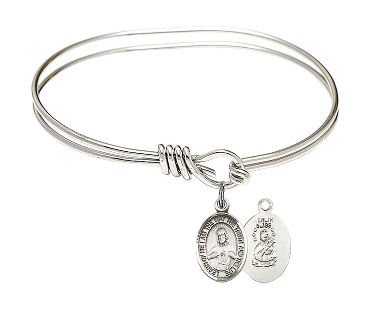 Scapular Eye Hook Bangle Bracelet - Sterling Silver Charm 9098SS