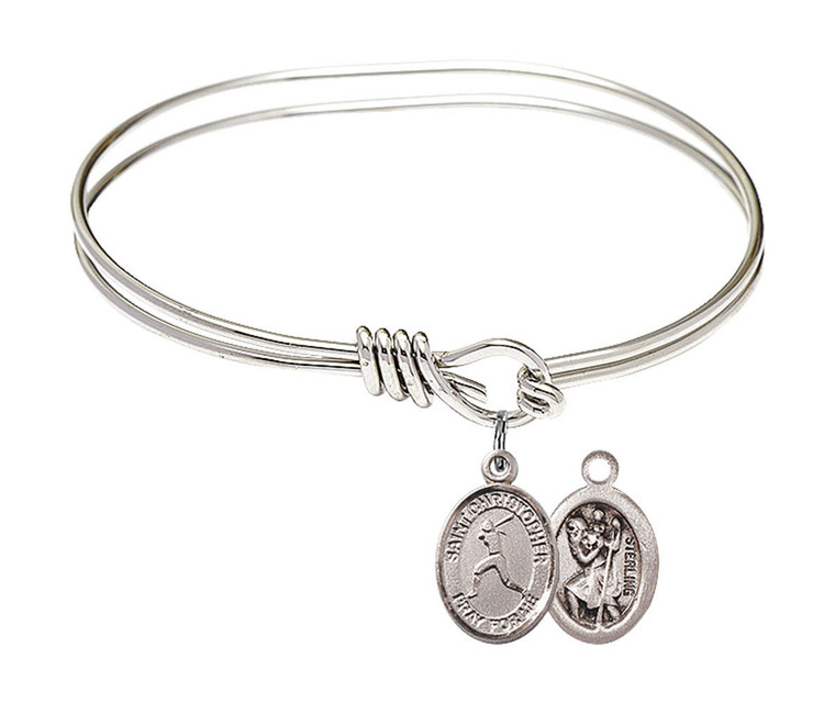St Christopher - Softball Eye Hook Bangle Bracelet - Sterling Silver Charm 9145SS
