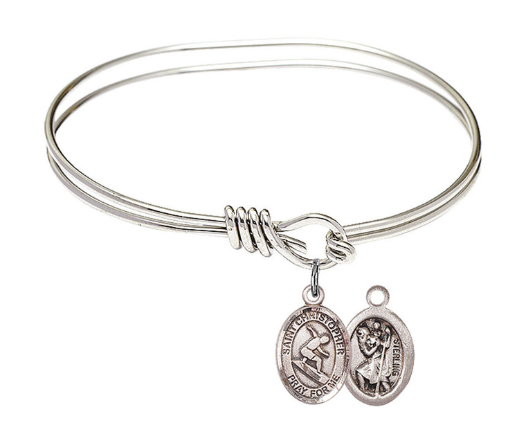 St Christopher - Surfing Eye Hook Bangle Bracelet - Sterling Silver Charm 9184SS