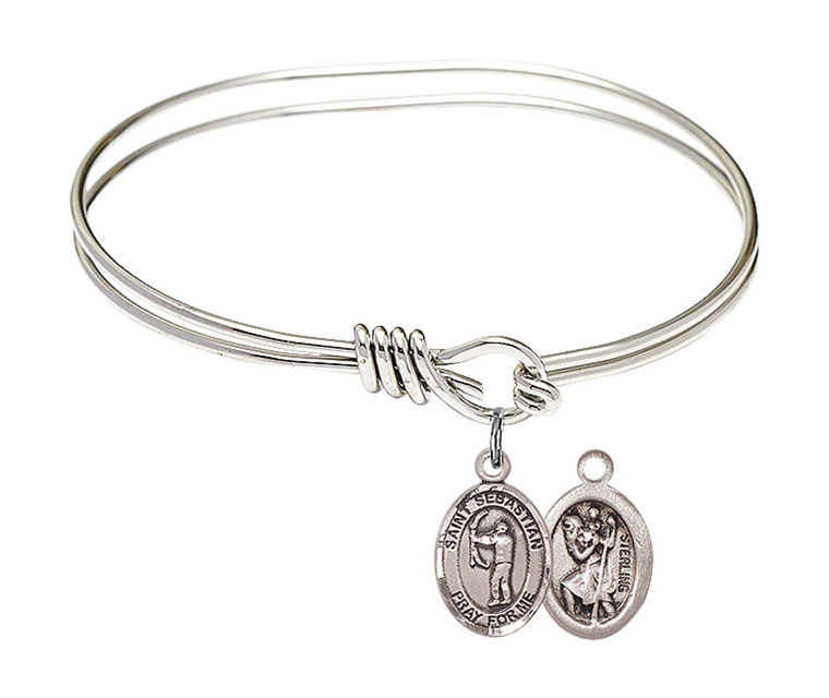 St Sebastian - Archery Eye Hook Bangle Bracelet - Sterling Silver Charm 9189SS