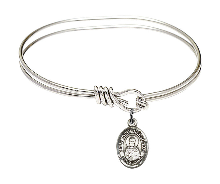 St John Chrysostom Eye Hook Bangle Bracelet - Sterling Silver Charm 9357SS