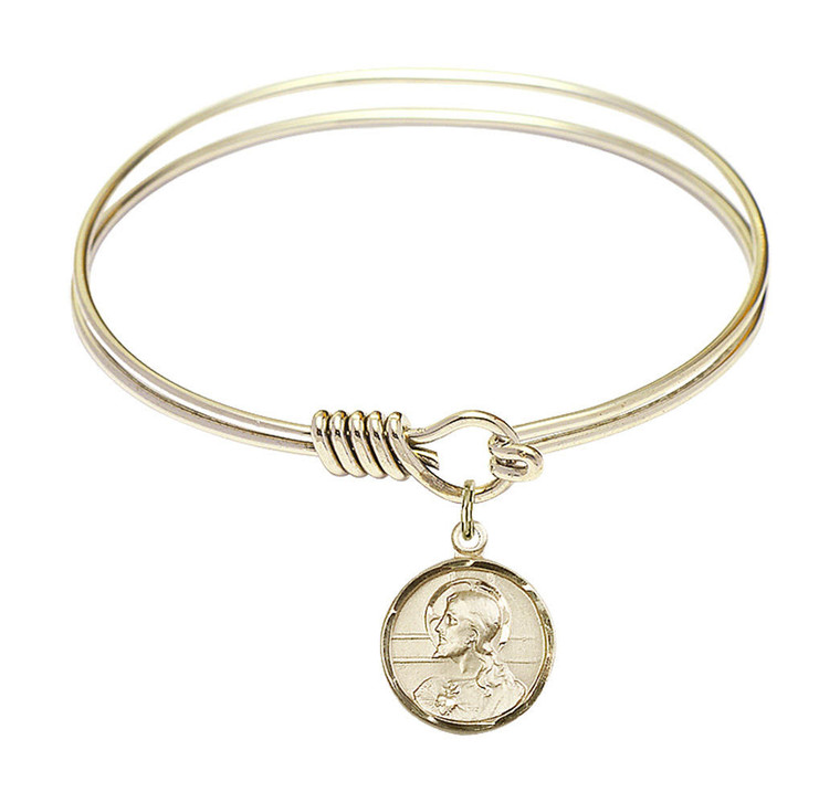 Scapular Round Eye Hook Bangle Bracelet - Gold-Filled Charm - 6.25 Inch 0601SGF