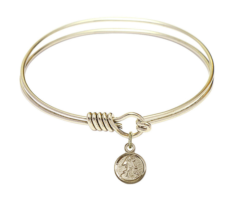 Guardian Angel Round Eye Hook Bangle Bracelet - Gold-Filled Charm - 6.25 Inch 2340GF