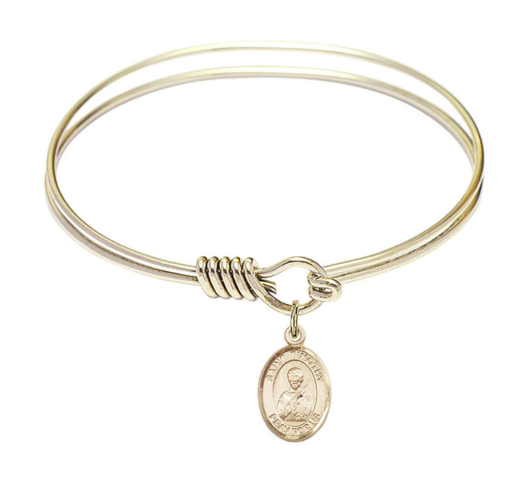 St Timothy Round Eye Hook Bangle Bracelet - Gold-Filled Charm - 6.25 Inch 9105GF