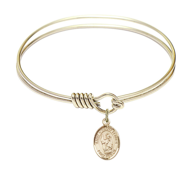 St Vincent Ferrer Round Eye Hook Bangle Bracelet - Gold-Filled Charm - 6.25 Inch 9201GF