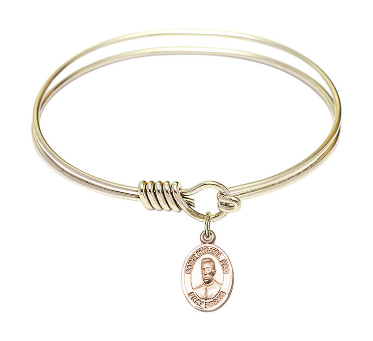 Blessed Miguel Pro Round Eye Hook Bangle Bracelet - Gold-Filled Charm - 6.25 Inch 9389GF