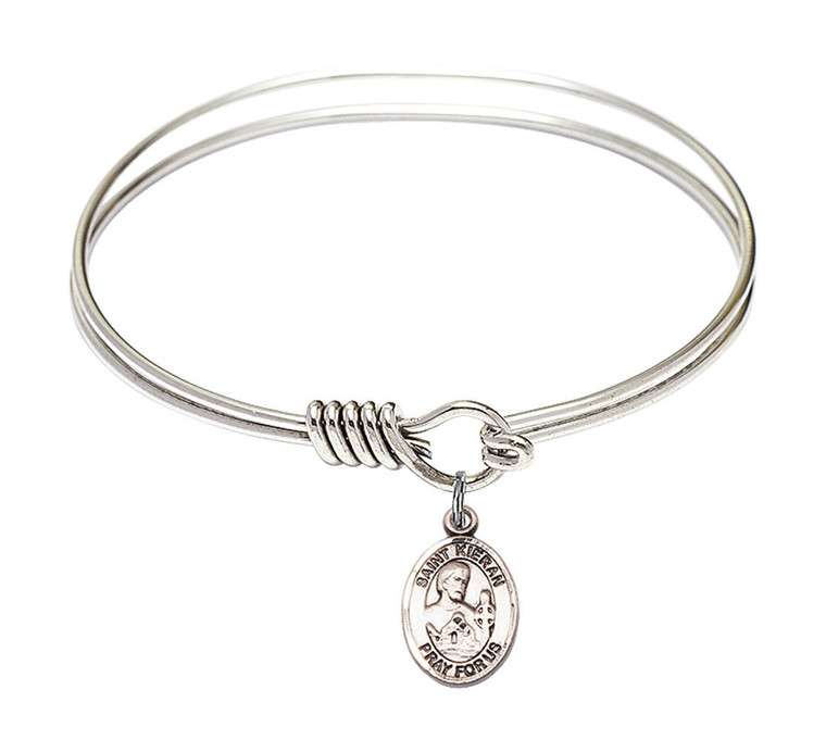 St Kieran Round Eye Hook Bangle Bracelet - Sterling Silver Charm - 6.25 Inch 9367SS