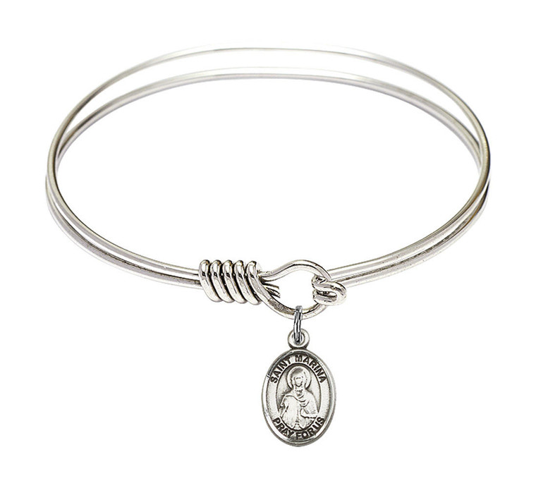 St Marina Round Eye Hook Bangle Bracelet - Sterling Silver Charm - 6.25 Inch 9379SS