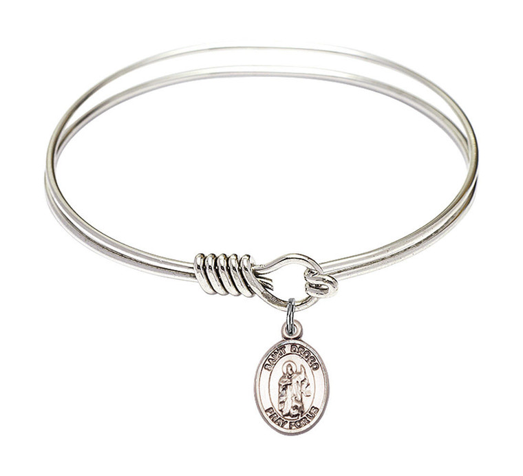 St Drogo Round Eye Hook Bangle Bracelet - Sterling Silver Charm - 6.25 Inch 9386SS