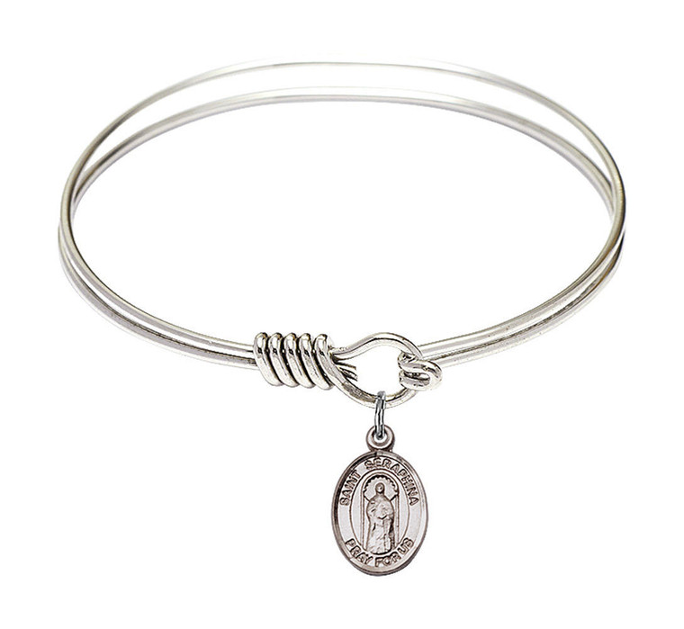 St Seraphina Round Eye Hook Bangle Bracelet - Sterling Silver Charm - 6.25 Inch 9405SS