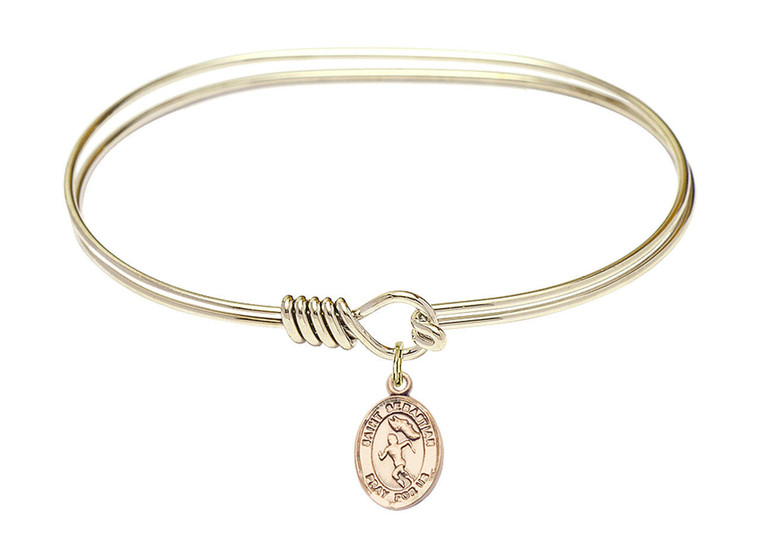 St Sebastian - Track And Field Eye Hook Bangle Bracelet - Gold-Filled Charm 9610GF
