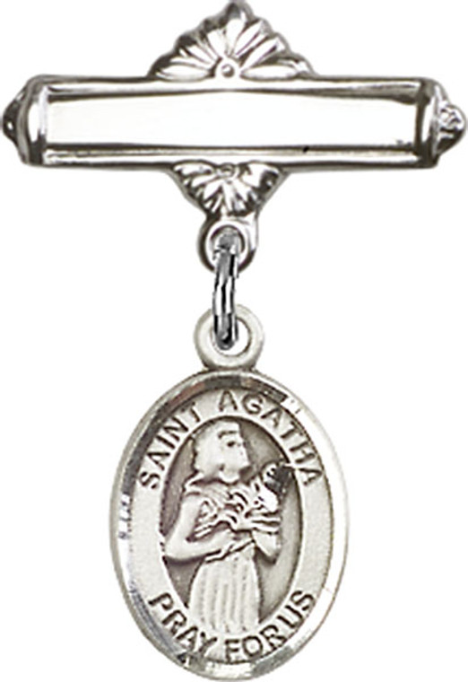 Personalized Baby Badge - Engraved Badge Pin with St. Agatha Charm