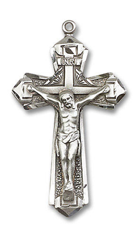Extra Large Embellished Crucifix Pendant - Sterling Silver 1 5/8 x 7/8 0650SS
