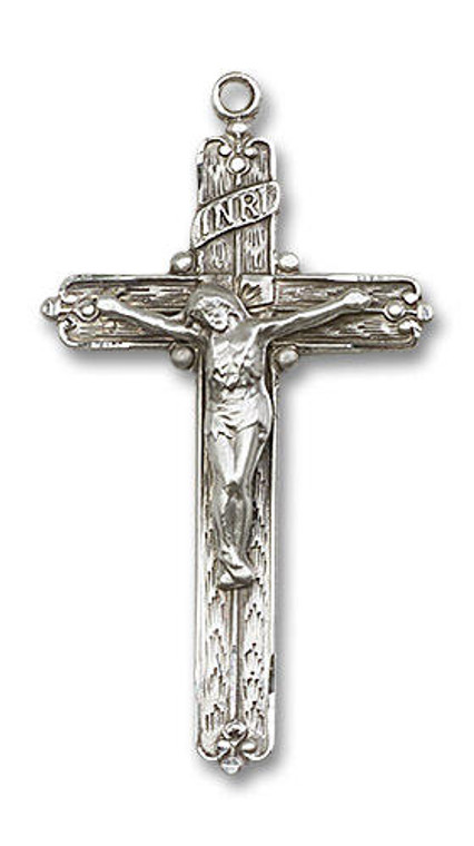 Extra Large Embellished Crucifix Pendant - Sterling Silver 1 3/8 x 3/4 0655SS