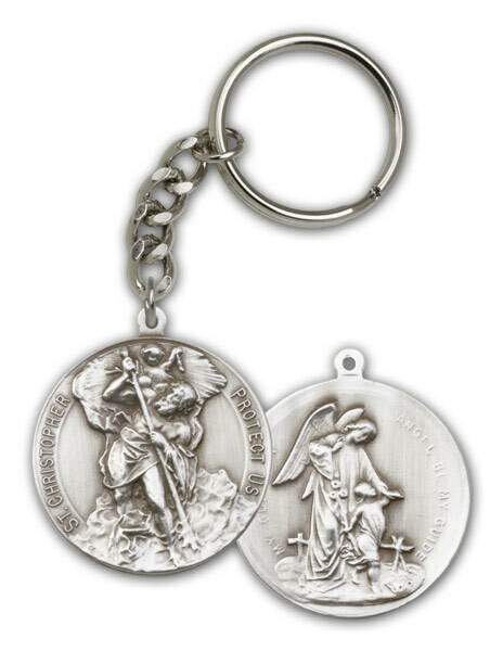St. Christopher Keychain - Silver Finish 5867SRCS
