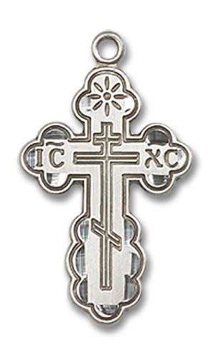 St. Olga Cross Pendant - Sterling Silver 7/8