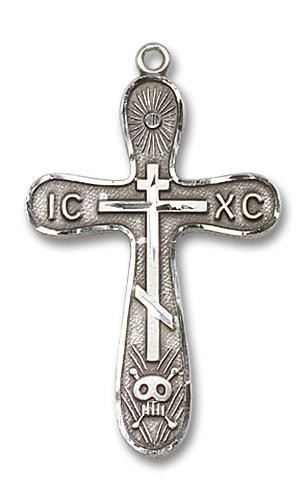 Large Golgotha Cross Pendant - Sterling Silver 1 1/4