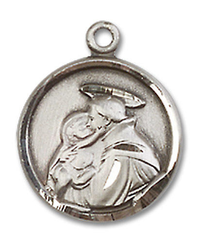 St Anthony Medal - Sterling Silver 5/8 x 1/2 Round Pendant 0601DSS