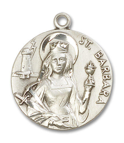 925 Sterling Silver Saint Barbara Medal, Sterling Silver, No Stone