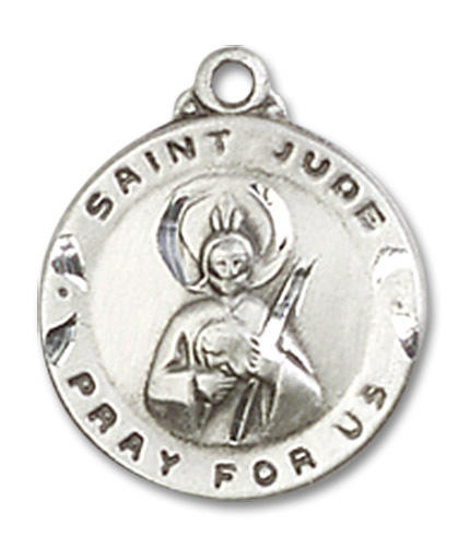St. Jude Medal - Sterling Silver 5/8" x 1/2" Round Pendant (5651SS)