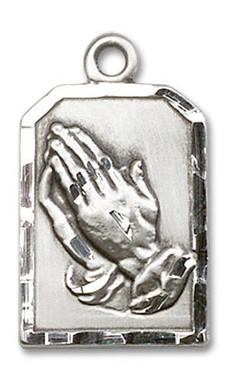 Praying Hands Serenity Prayer Medal - Sterling Silver 7/8