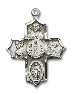 Holy Spirit 5-Way Medal - Sterling Silver 7/8