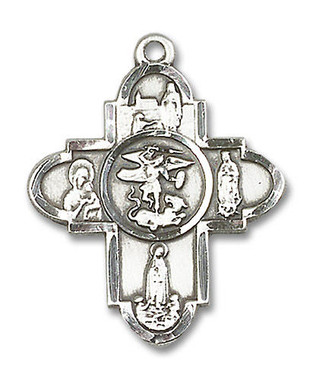 Large St. Michael Marian Apparition 5-Way Medal - Sterling Silver 1 1/4 ...