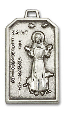 Large St. Francis of Assisi Medal - Sterling Silver 1 1/8" x 5/8 ...
