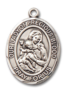 Our Lady of Precious Blood Medal - Sterling Silver Oval Pendant (3 Sizes)