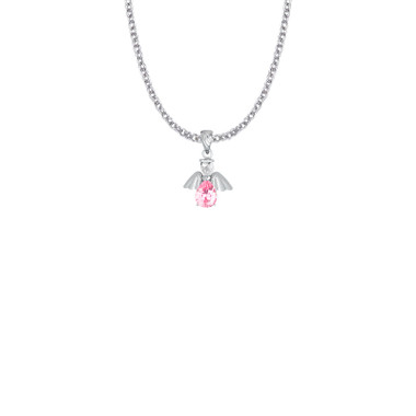 October Angel Birthstone Necklace - Sterling Silver Pendant